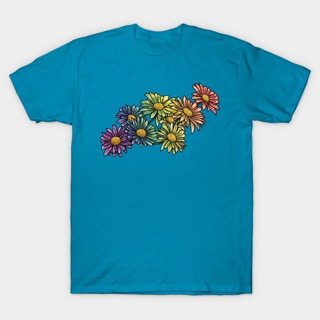 Rainbow Daisies T-Shirt by Art by Veya